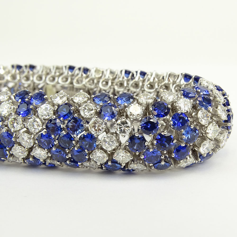 Very Fine Quality Approx. 26.0 Carat Round Brilliant Cut Diamonds, 30.0 Carat Round Cut Sapphire and Platinum Bracelet.