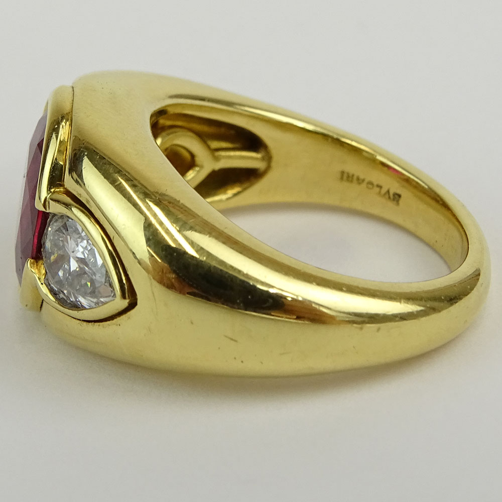 Vintage Bulgari 5.0 Carat Oval Cut Natural Ruby and 18 Karat Yellow Gold Ring