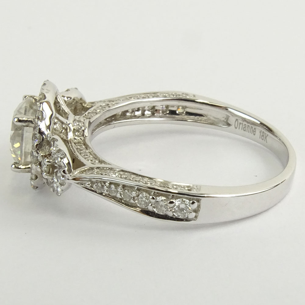 AIG Certified Diamond and 18 Karat White Gold Engagement Ring