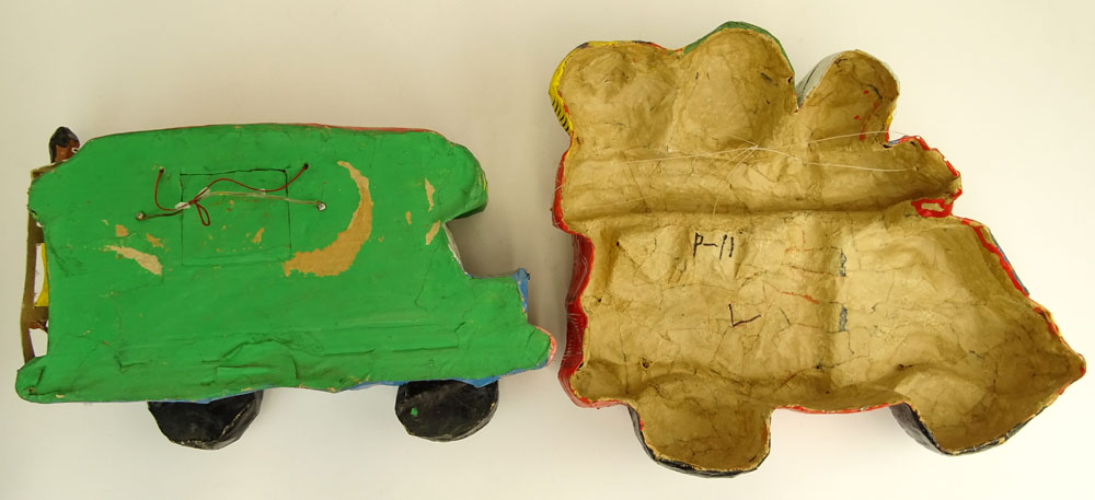 Two (2) Mid 20th Century Haitian Paper Mache Bus Constructions.