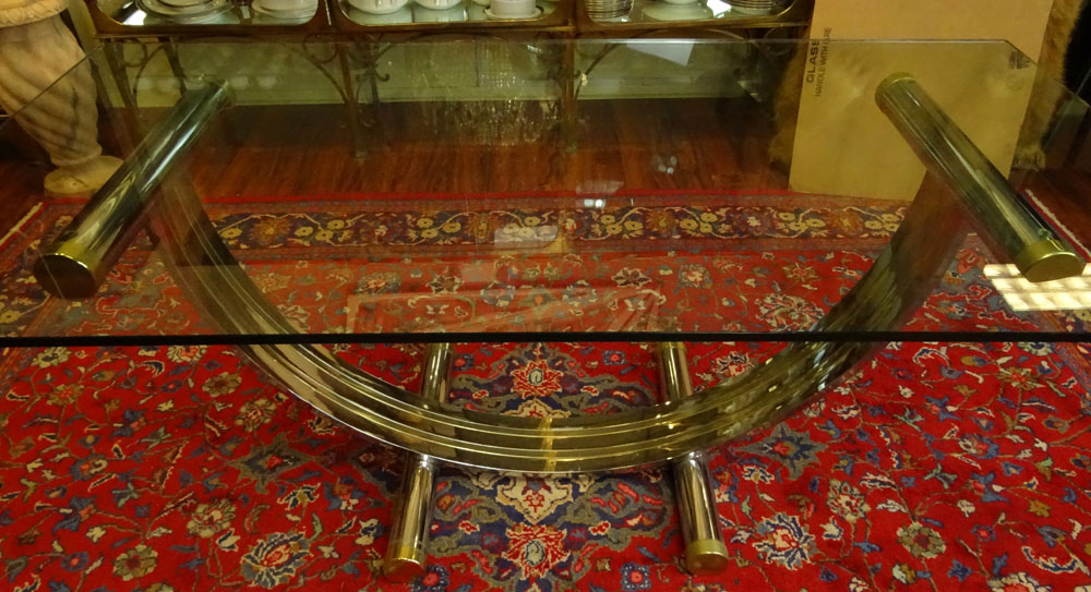 Mid Century Modern Romeo Rega Brass and Chrome Dining Table.