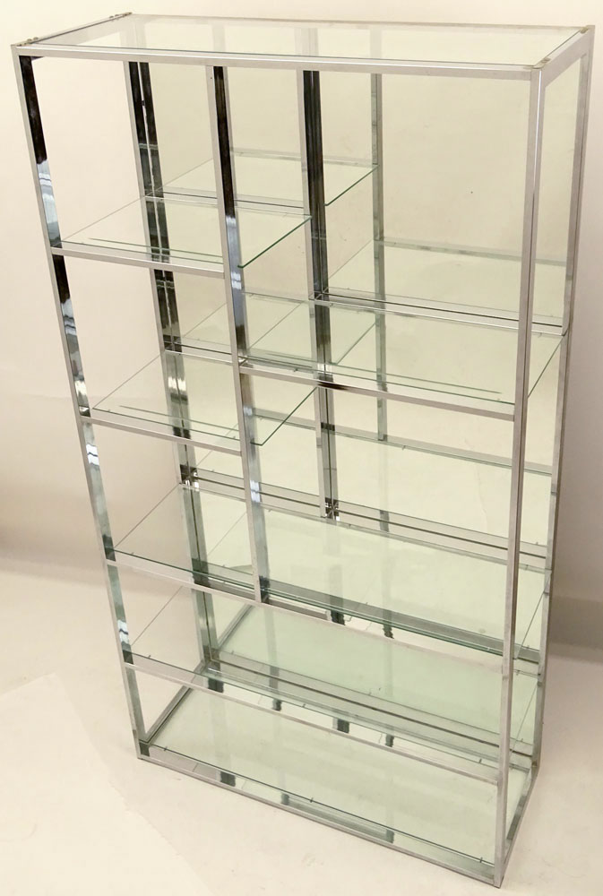 Milo Baughman, American (1923-2003) Chromed Steel and Glass Etagere 