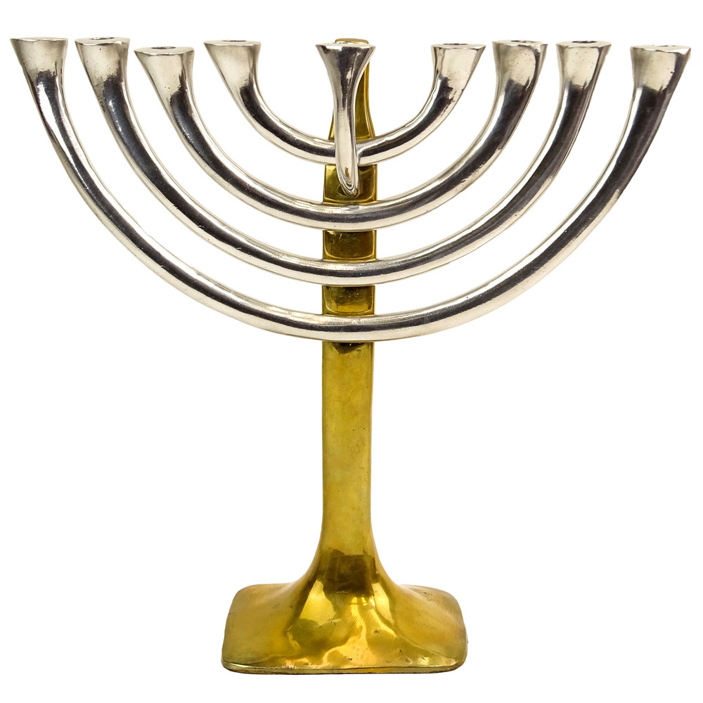 Mid Century Chrome and Brass Menorah.