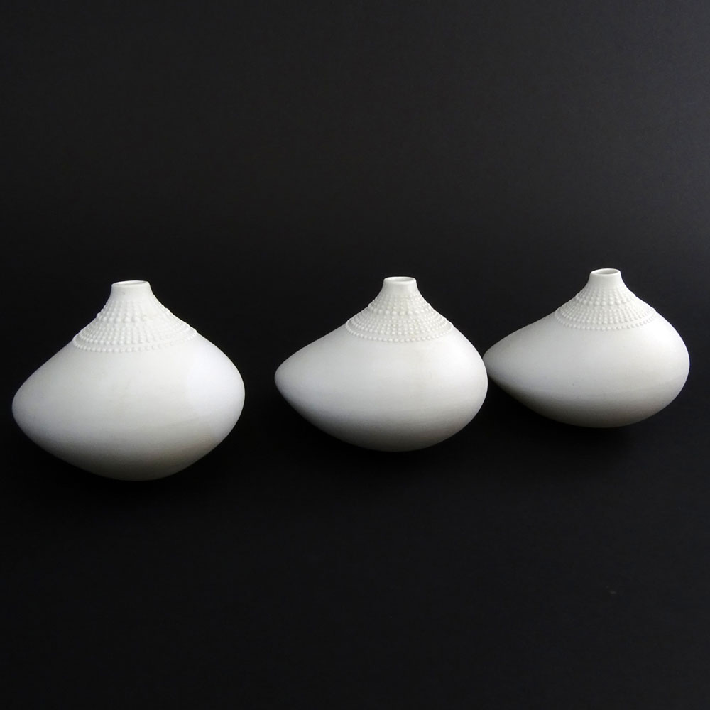 A group of three (3) Mid Century Rosenthal Studio Linie White Ceramic "Pollo" vases designed by Tapio Wirkkala, 