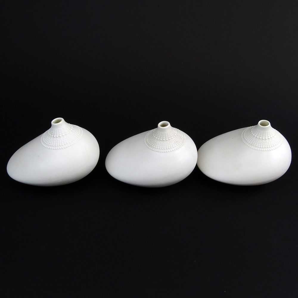 A group of three (3) Mid Century Rosenthal Studio Linie White Ceramic "Pollo" vases designed by Tapio Wirkkala, 