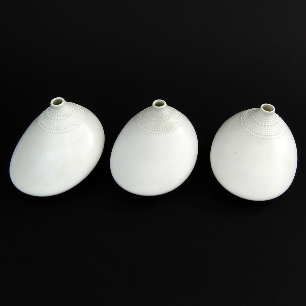 A group of three (3) Mid Century Rosenthal Studio Linie White Ceramic "Pollo" vases designed by Tapio Wirkkala, 