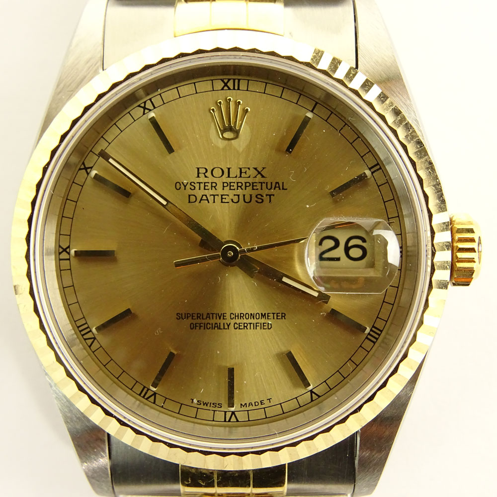 Men's Rolex 18 Karat Yellow Gold & Stainless Steel Oyster Perpetual Datejust 16233.