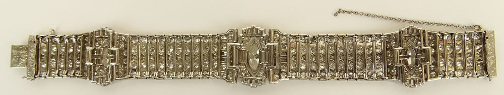 Important Art Deco Approx. 30.0 Carat Diamond and Platinum Bracelet.