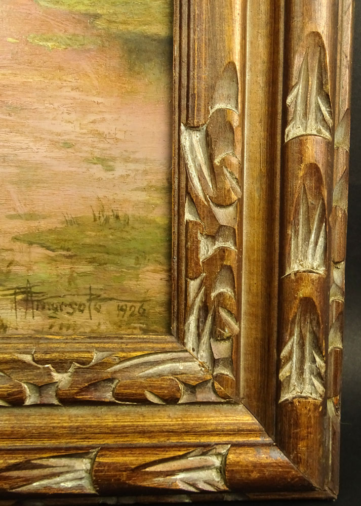 Possibly Fernando Cueto Amorsolo, Filipino (1892-1972) Oil on board "House on a Lake"