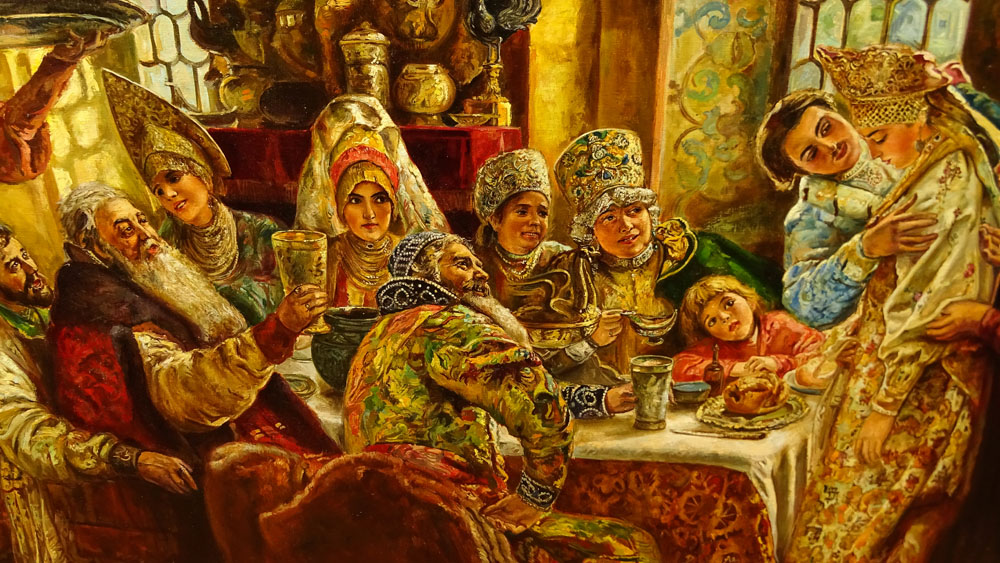 after: Konstantin Egorovich Makovsky, Russian (1839-1915) Oil on Canvas, The Wedding.