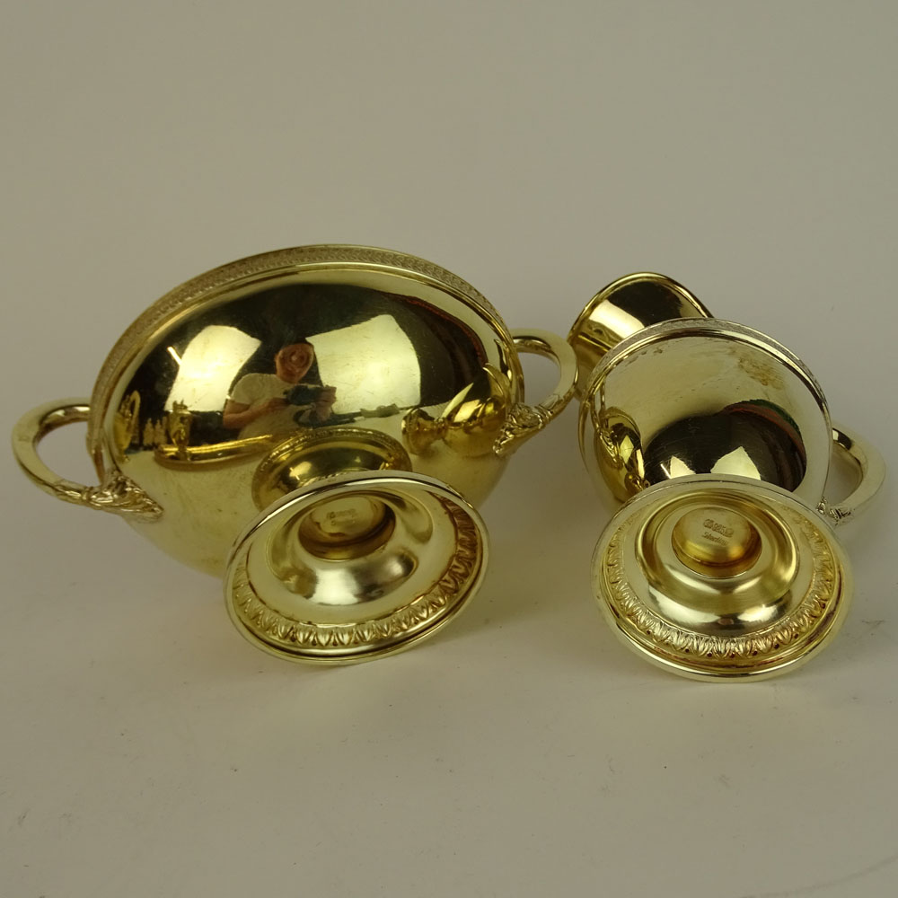 Vintage Five (5) Piece German Sterling Silver Vermeil Tea Service.