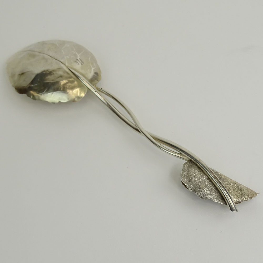 Antique George Shiebler & Co Sterling Leaf Spoon with Applied Bug Ca 1880.