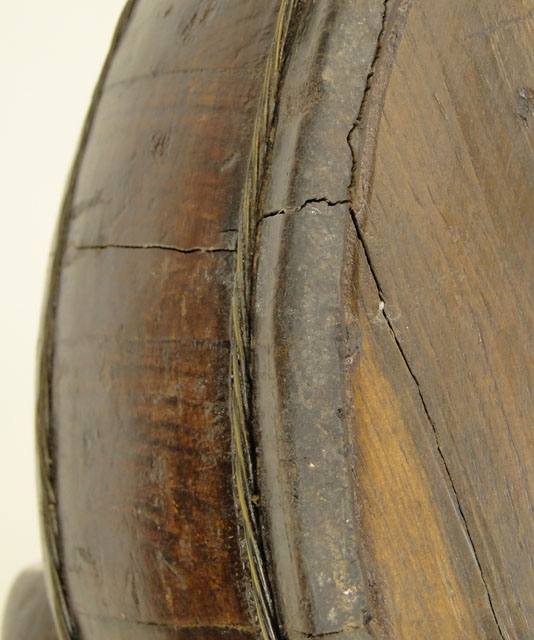 19th Century Chinese Zhejiang Province Lacquered Wood Basket with Carved Cover and Handle.