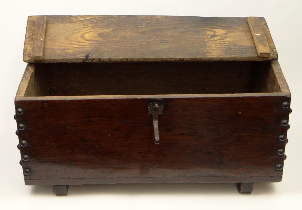 19th Century Korean Iron Mounted Pine Coin Chest.