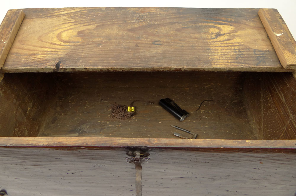 19th Century Korean Iron Mounted Pine Coin Chest.