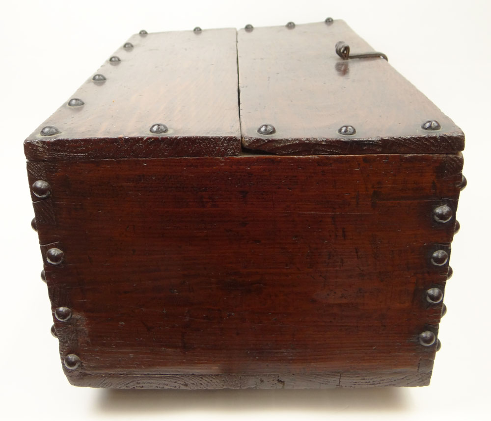 19th Century Korean Iron Mounted Pine Coin Chest.