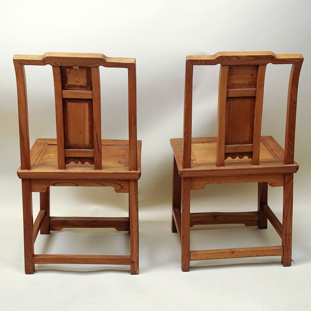 Pair of 19th C Chinese Elmwood Side Chairs.