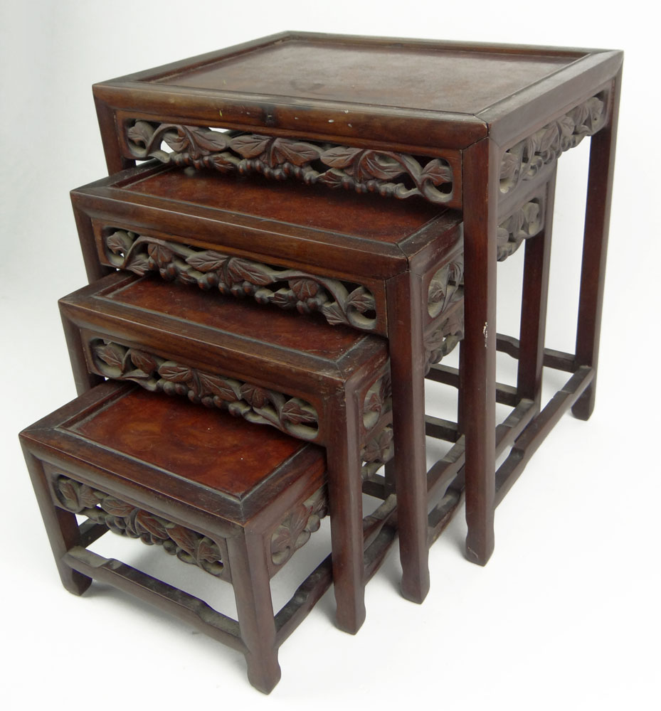 Set of Four (4) Early 20th Century Chinese Rosewood Nesting Tables.