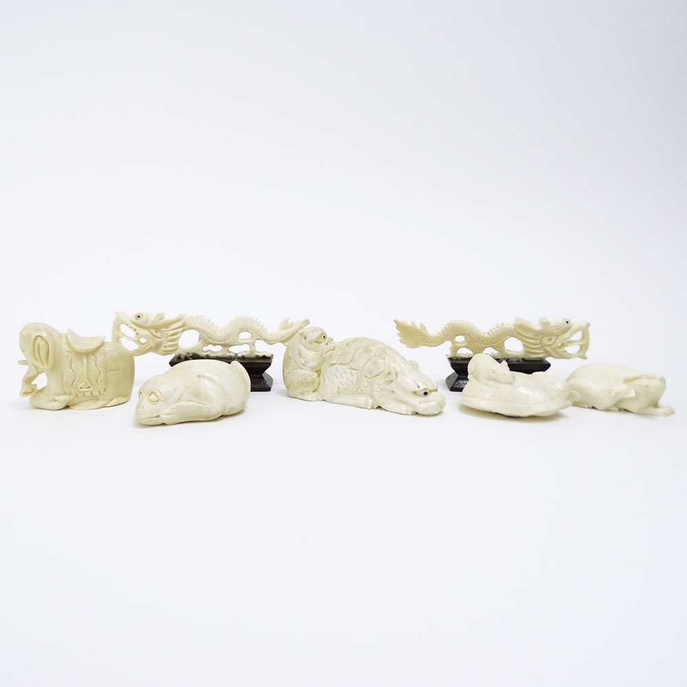 Collection of Seven (7) Mid 20th Century Japanese Carved Ivory Netsukes.