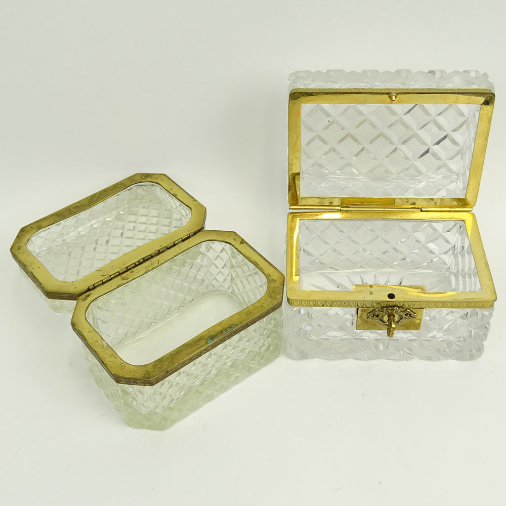 Pair of Antique Cut Crystal Sugar Caskets.