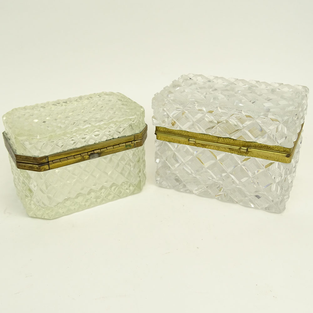 Pair of Antique Cut Crystal Sugar Caskets.