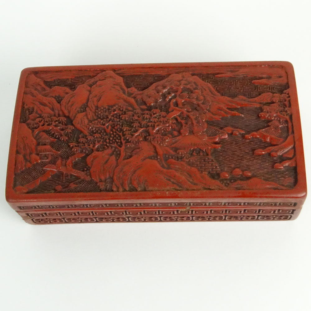 Antique Chinese Lacquer Cinnabar Box.