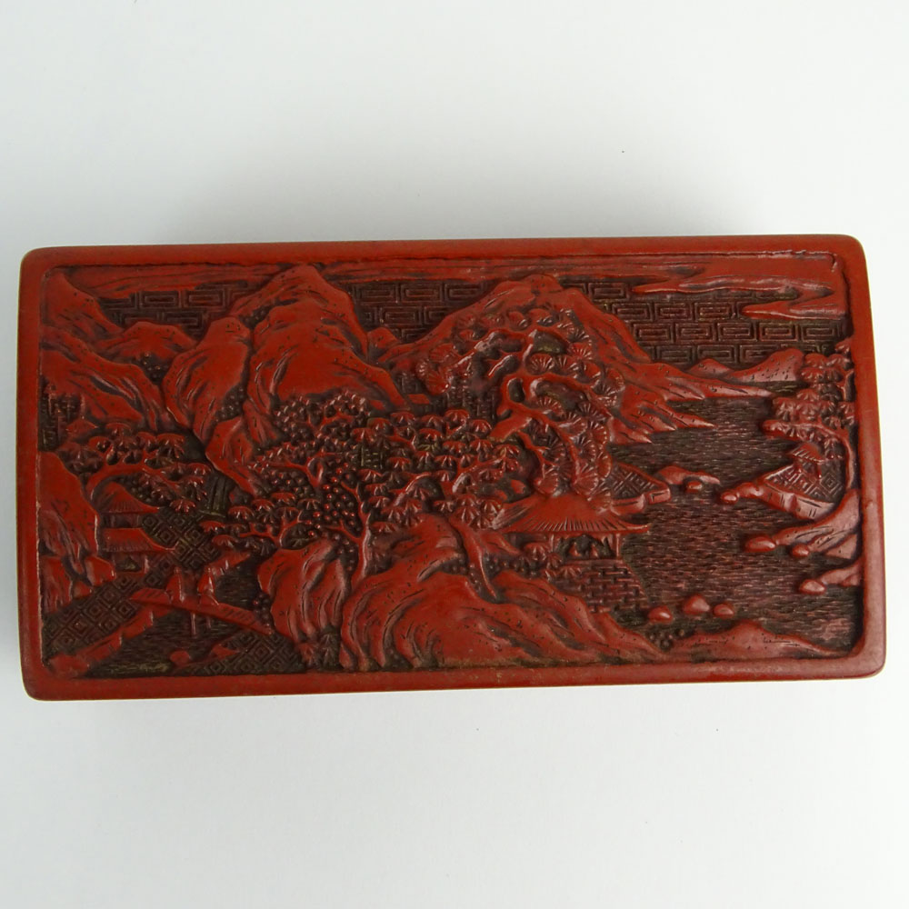 Antique Chinese Lacquer Cinnabar Box.