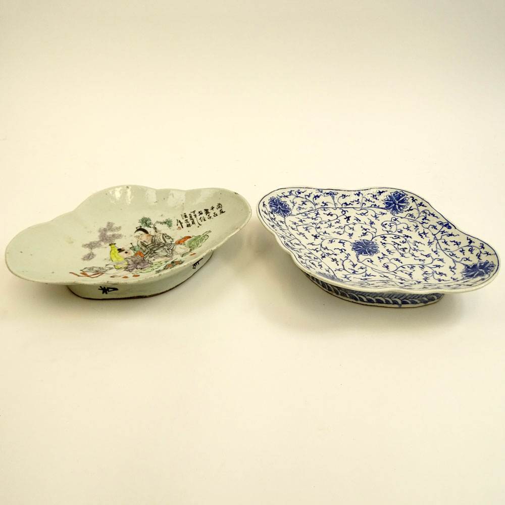 Two 19/20th Century Chinese Export Porcelain Footed Serving Dishes.