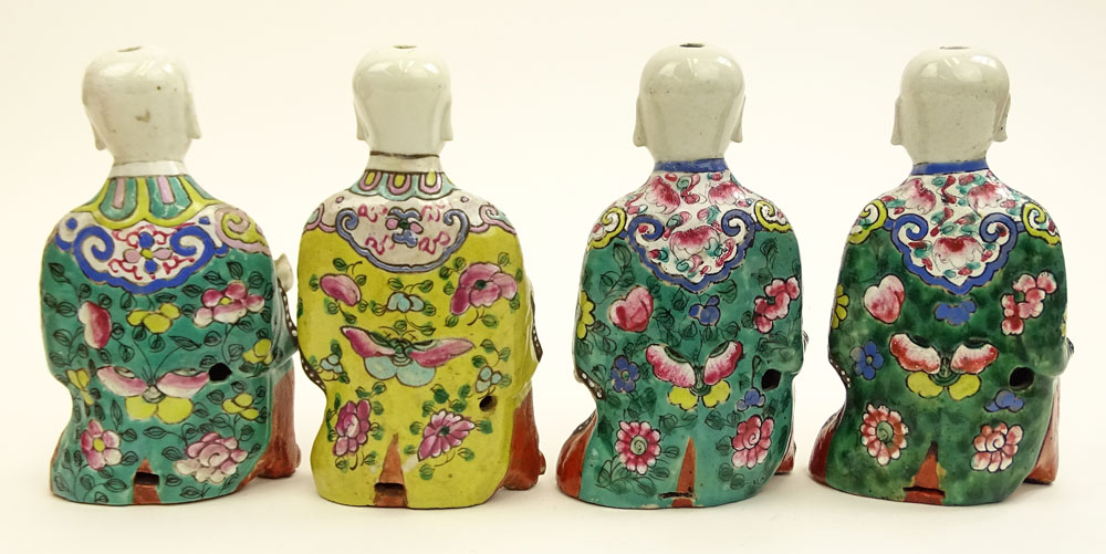 Four (4) 19th/20th Century Chinese Multicolored Enameled Porcelain Figures.