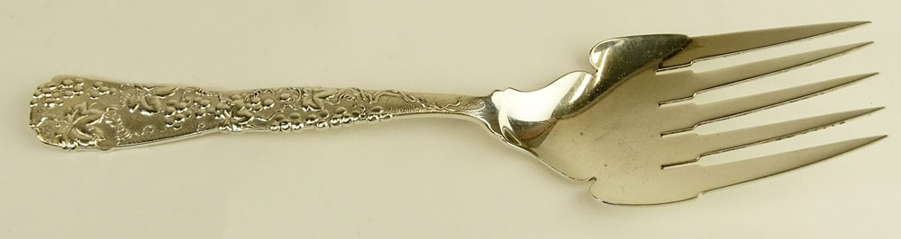 Antique Tiffany & Co Large  Sterling Silver Grape Vine Pattern Serving Fork.