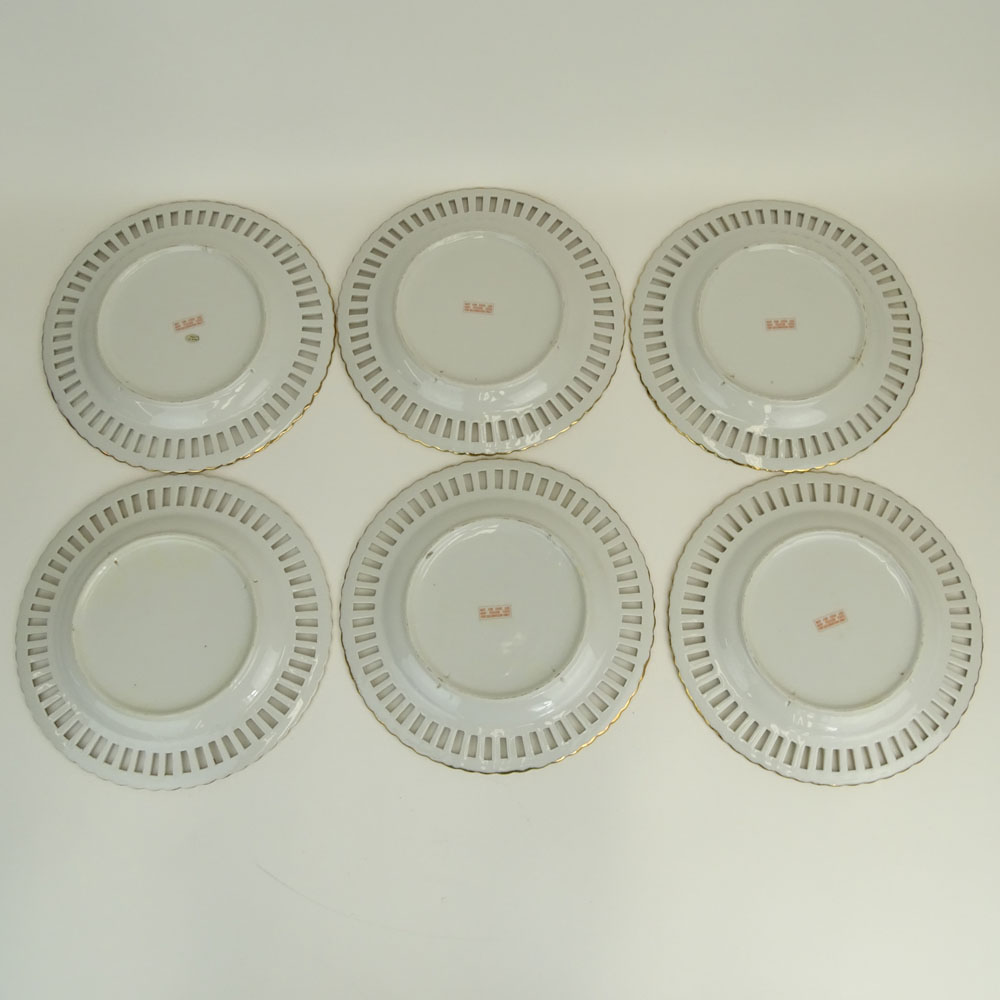 Set of Six (6) Modern Chinese Hand painted Porcelain Reticulated Plates. Good condition. Measures 10" dia. Shipping $65.00 (estimate $100-$150)