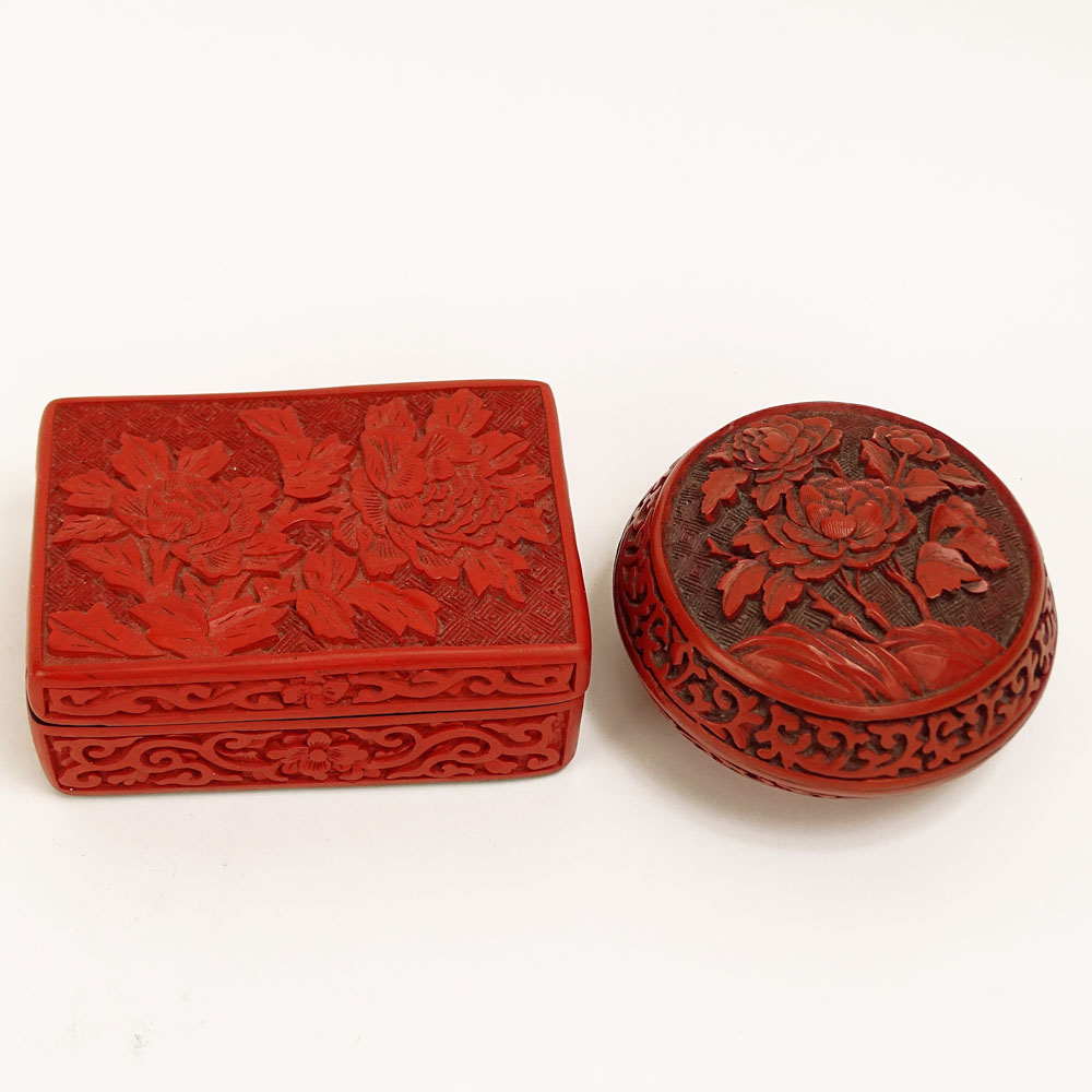 Two Chinese Cinnabar Lacquer Boxes.