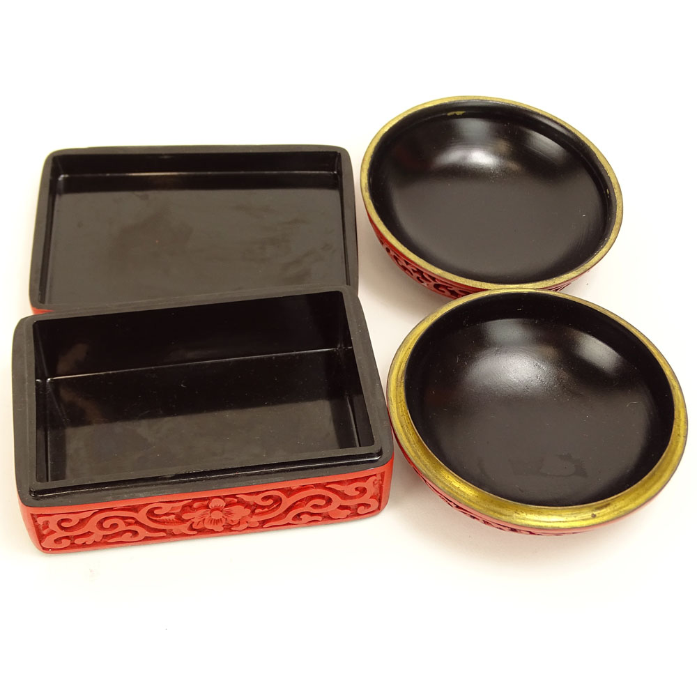 Two Chinese Cinnabar Lacquer Boxes.