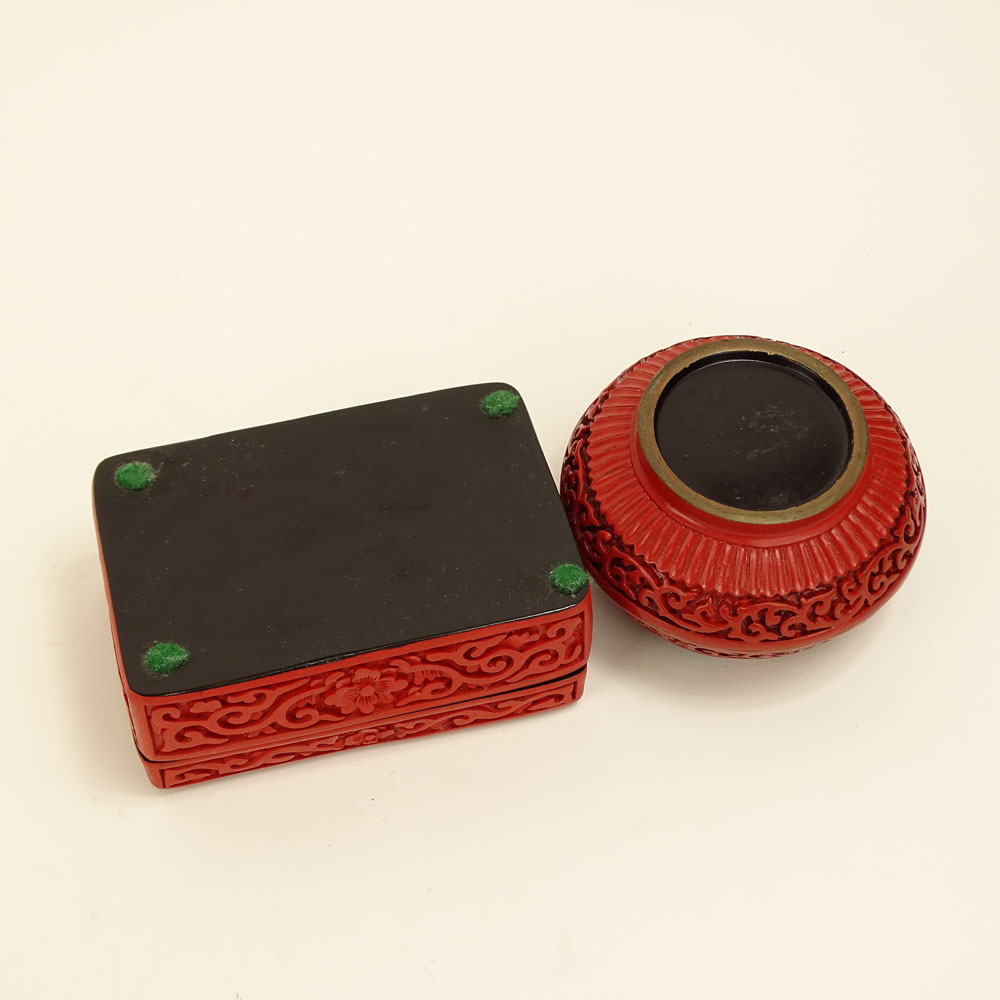 Two Chinese Cinnabar Lacquer Boxes.