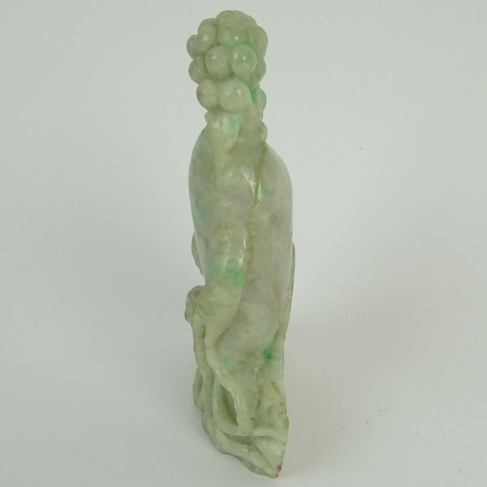 Chinese Mottled Green Jadeite Jade Carving, 