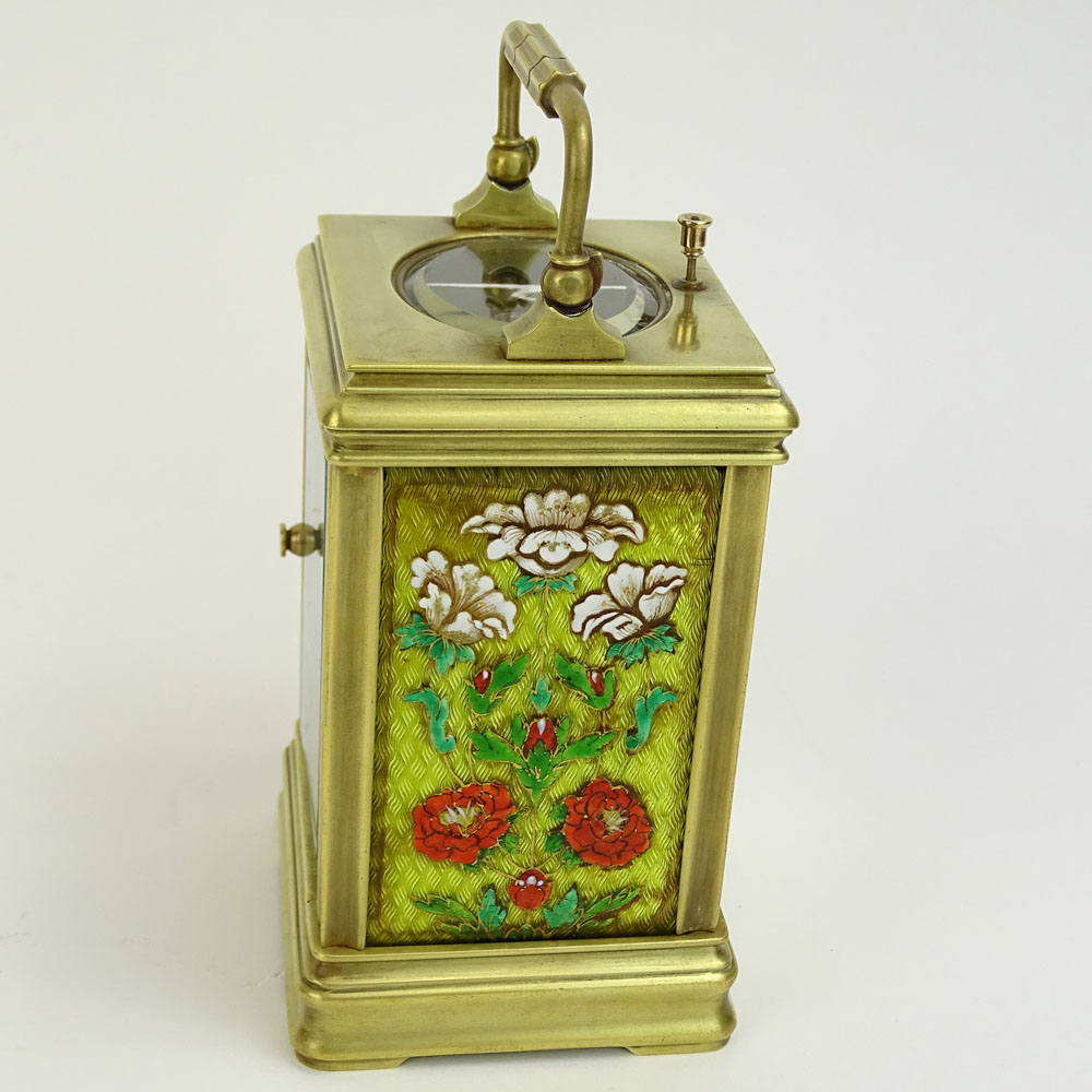 Tiffany & Co. Enamel and Brass Repeater Carriage Clock.