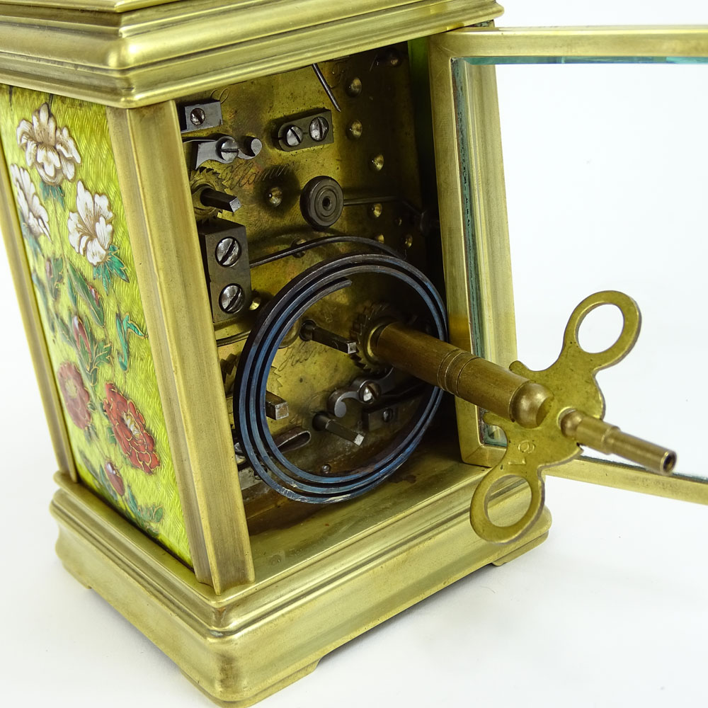 Tiffany & Co. Enamel and Brass Repeater Carriage Clock.