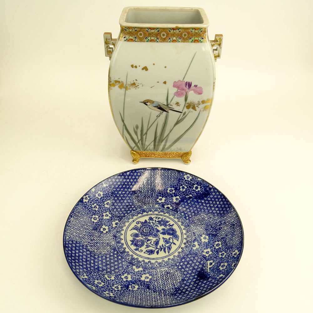 Lot of 2 Chinese Porcelain Items. Include a blue and white plate.