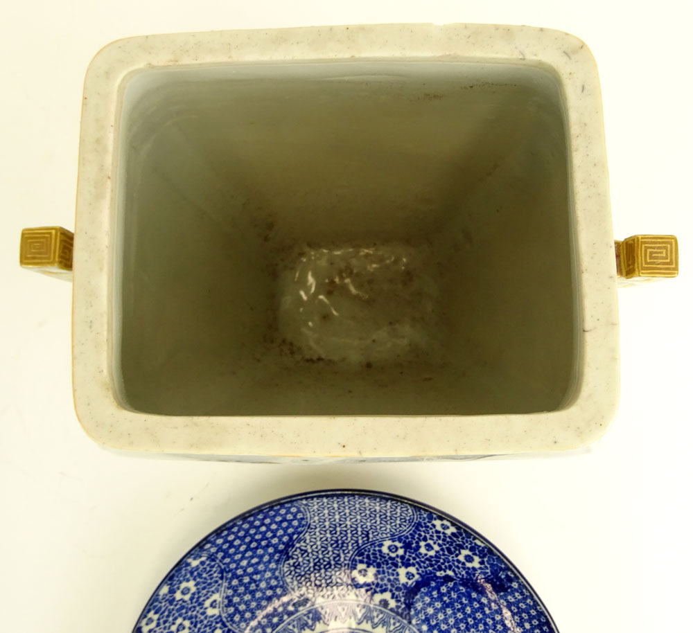 Lot of 2 Chinese Porcelain Items. Include a blue and white plate.