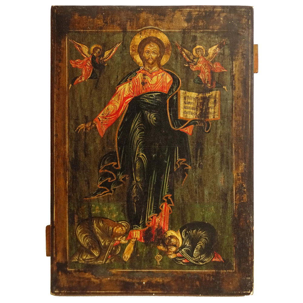 Antique Painted Icon on Cradled Panel.