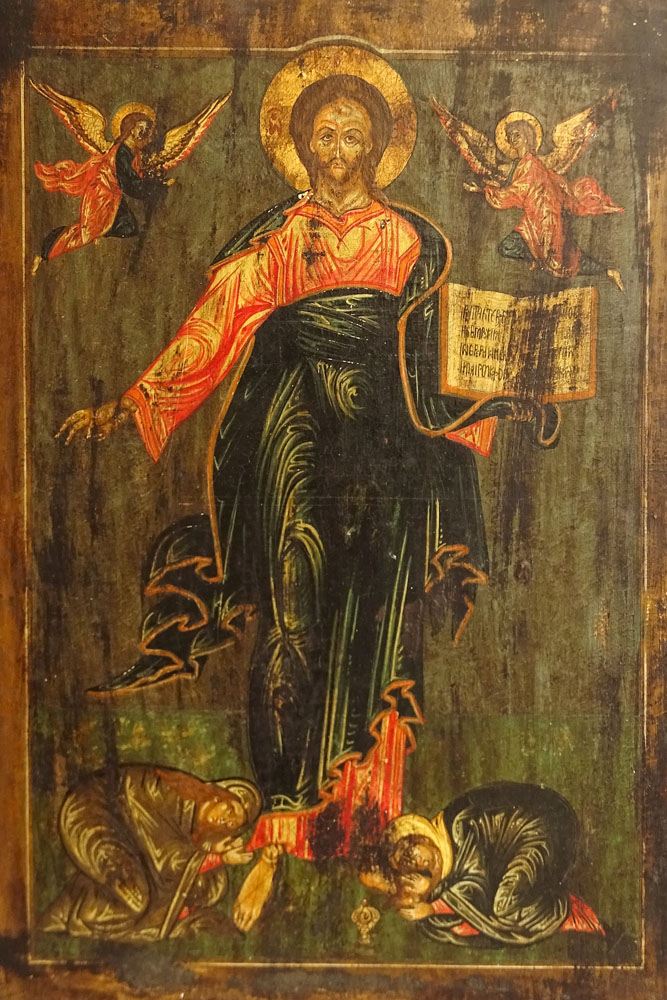 Antique Painted Icon on Cradled Panel.