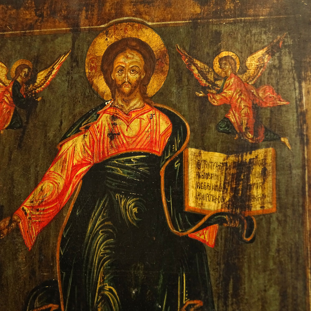 Antique Painted Icon on Cradled Panel.