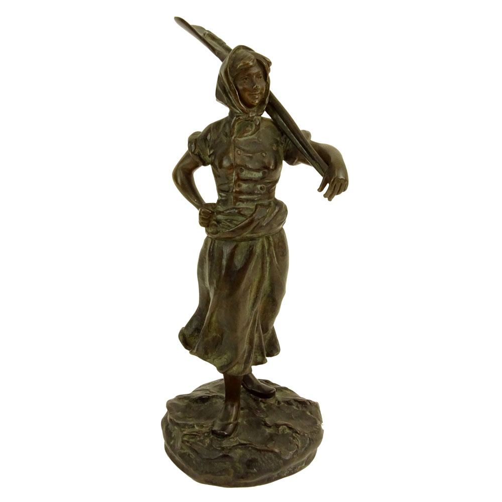 Georges Omerth, French (19-20th cent.) Bronze Sculpture, Peasant Woman. 