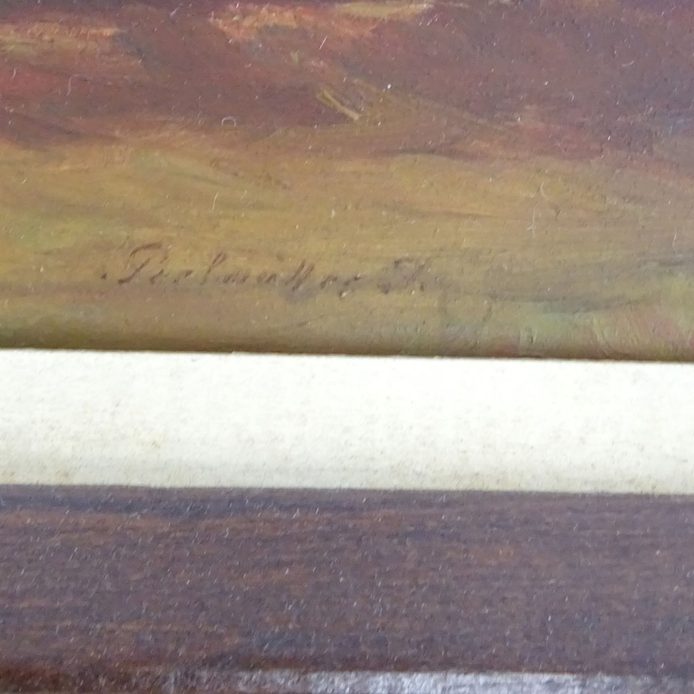 Antique Hungarian School Oil on Panel "Figures In A Landscape" 