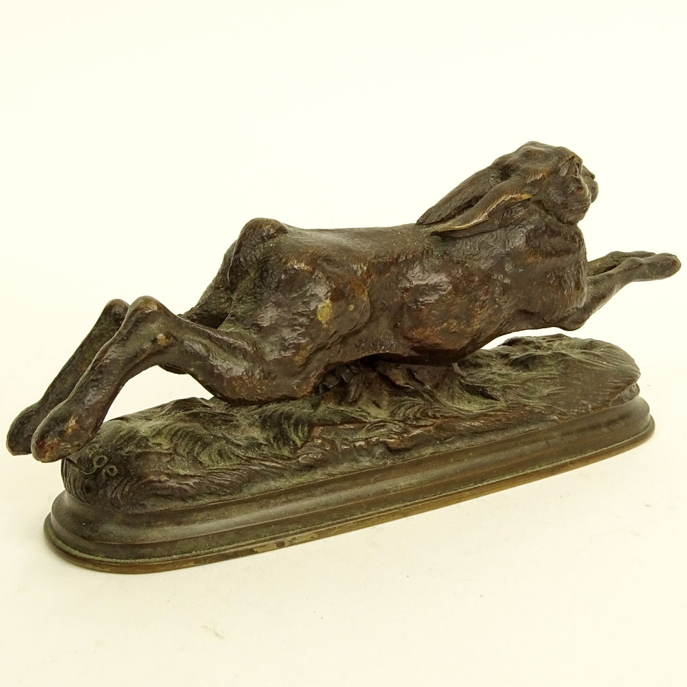 Arthur Marie Gabriel Comte du Passage, French (1838-1909) Bronze rabbit sculpture "Li