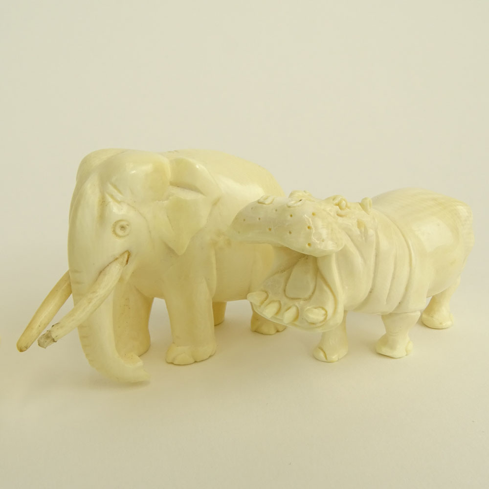 Collection of Four (4) Carved Ivory Animal Figures.