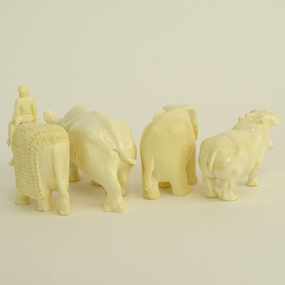 Collection of Four (4) Carved Ivory Animal Figures.