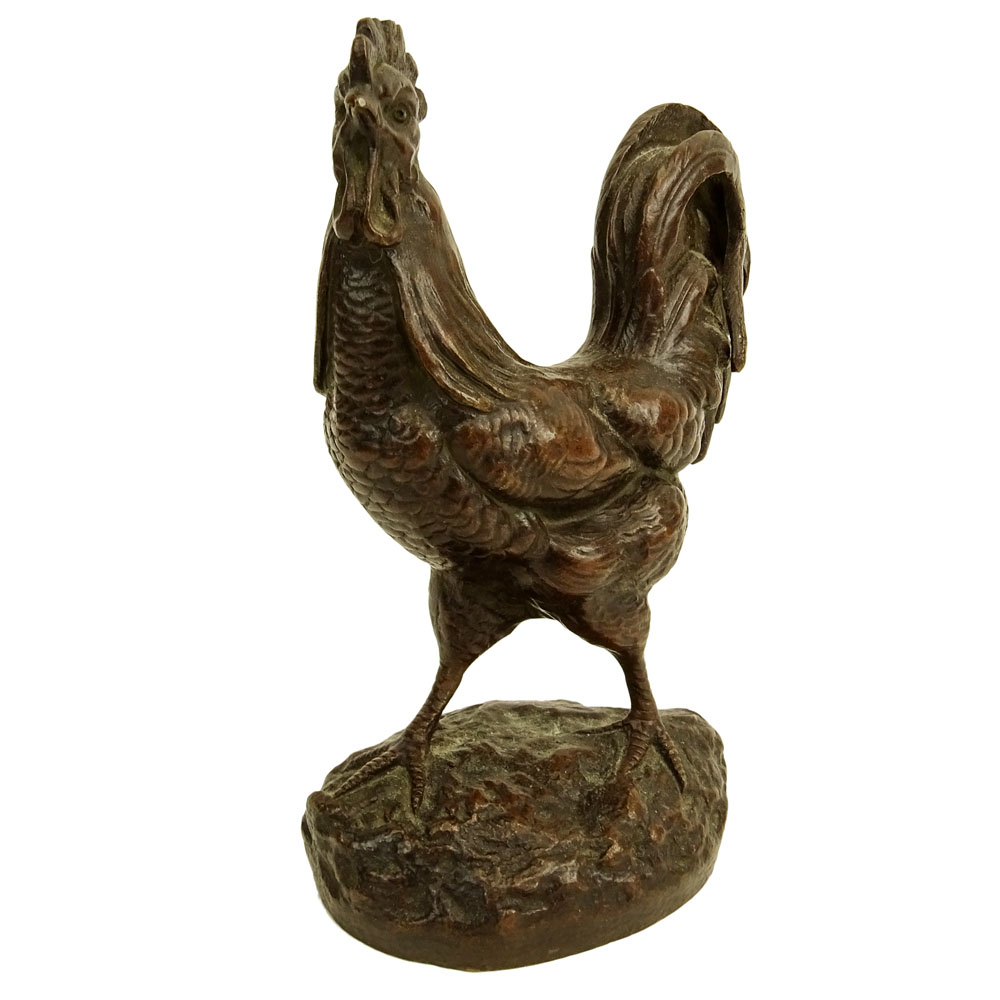 Clovis Edmond Masson, French (1838-1913) Bronze sculpture "Rooster". 