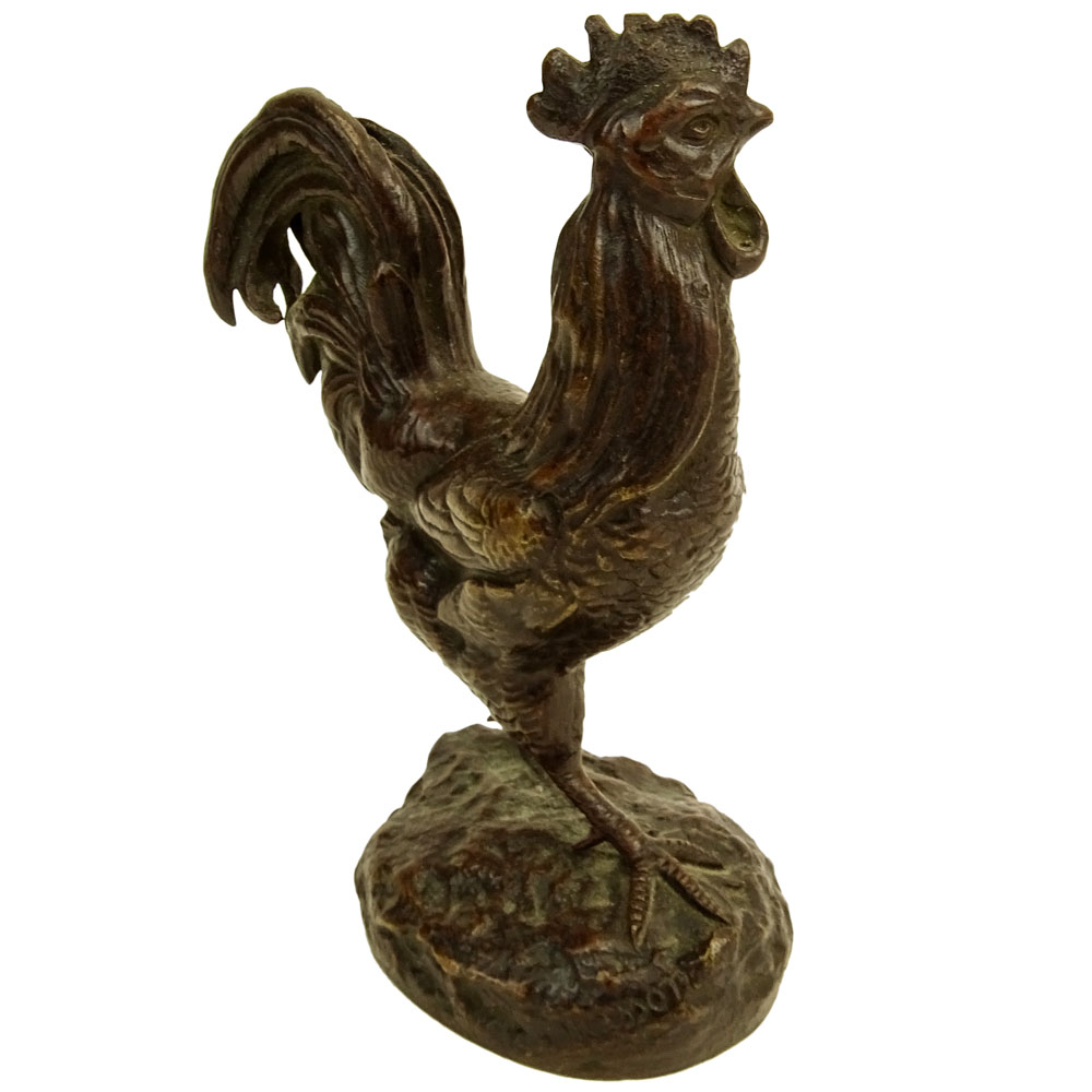 Clovis Edmond Masson, French (1838-1913) Bronze sculpture "Rooster". 