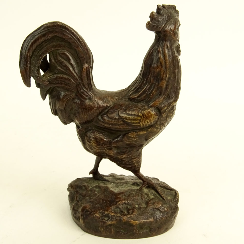 Clovis Edmond Masson, French (1838-1913) Bronze sculpture "Rooster". 